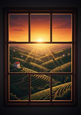 Sunset over Tuscan Vineyards