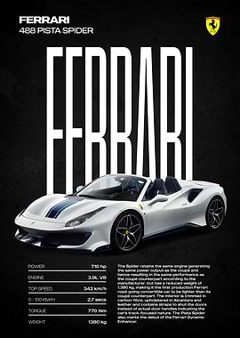 Ferrari 488 Pista Spider Poster