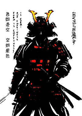 Samurai Warrior with Japanese Text