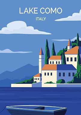 Lake Como Italy Travel Poster