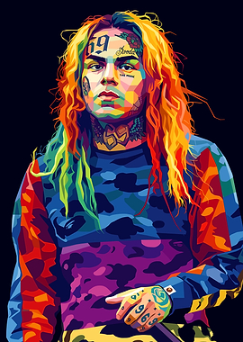 Colorful Pop Art Portrait of Tekashi 6ix9ine