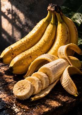 Fresh Bananas on Wooden Surface