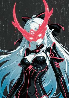 Anime Elf Warrior with Red Mask