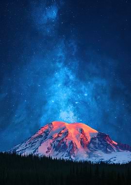 Majestic Mountain Under Starry Sky