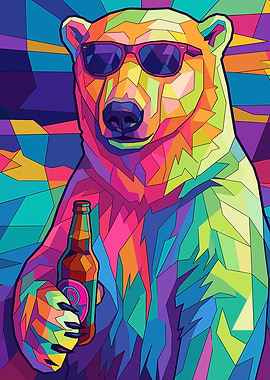 Polar Bear with Sunglasses and Beer