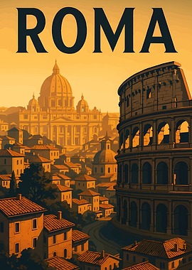Vintage Roma Travel Poster