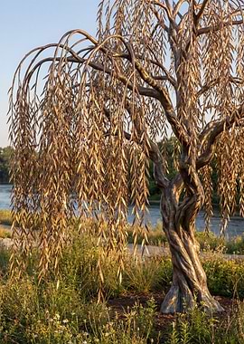Golden Weeping Willow Sculpture