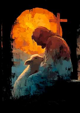 Jesus and Lamb with Cross