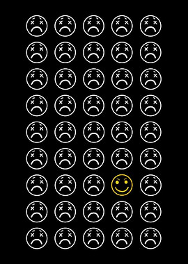 Happy Face Among Sad Faces