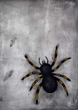 Black and Yellow Striped Spider Painting