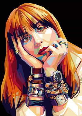 Pop Art Portrait of a Woman with Watches
