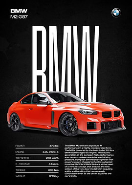 BMW M2 G87 Car Poster