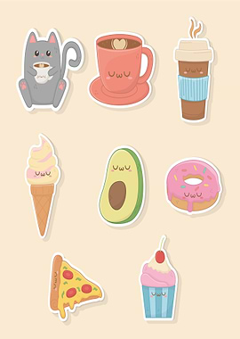 Kawaii Food and Drink Stickers