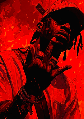 Red Haze Portrait of a Rapper