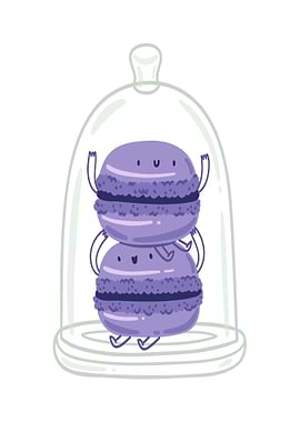 Cute Macarons Under Glass Dome