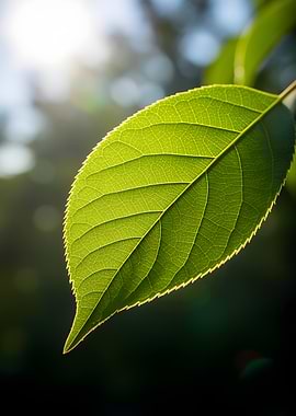 Sunlit Green Leaf Macro