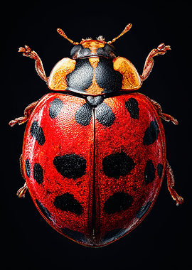 Vivid Red Ladybug Macro Photography