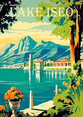 Lake Iseo Lombardy Travel Poster