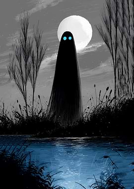 Ghostly Figure by the Water