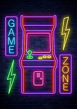 Neon Arcade Game Zone Sign