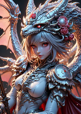 Dragon Knight Woman with Red Eyes