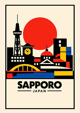 Sapporo Japan Skyline Art