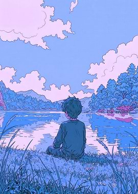 Boy by the lake