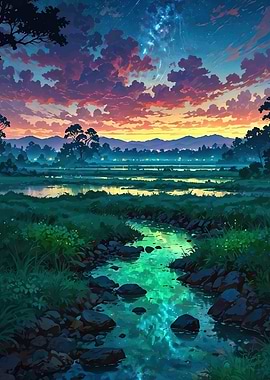 Enchanting Twilight River Landscape
