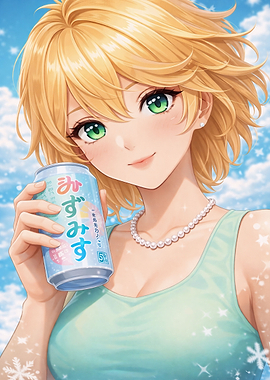 Anime Girl with Drink