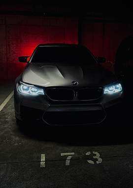 BMW M5 in Parking Garage