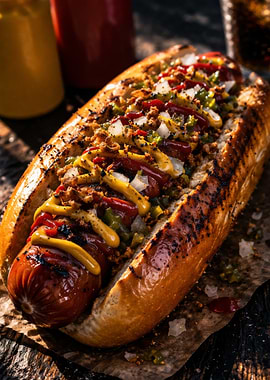 Gourmet Hot Dog with Toppings