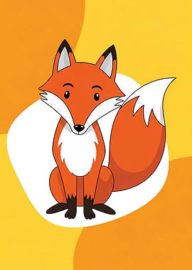 Cute Cartoon Fox Sitting