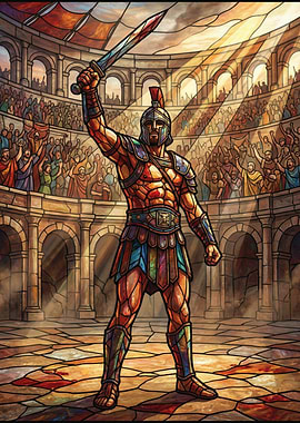 Gladiator Victorious in Arena