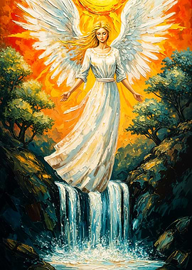 Angel by Waterfall