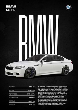 BMW M5 F10 Car Poster