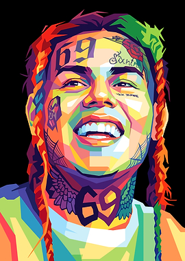 Colorful Pop Art Portrait of Tekashi 6ix9ine