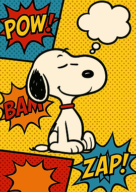 Snoopy in Comic Style with Sound Effects