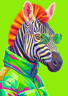 Cool Zebra Wearing Sunglasses and Jacket