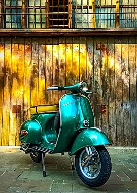 Vintage Green Vespa Scooter