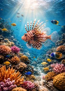 Lionfish in a Coral Reef