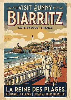 Vintage Visit Sunny Biarritz Travel