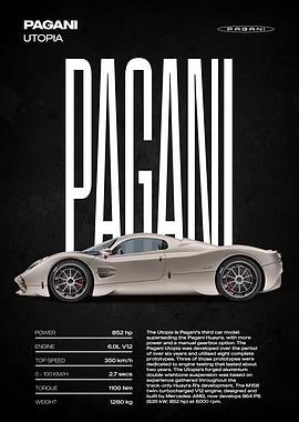Pagani Utopia Car Poster