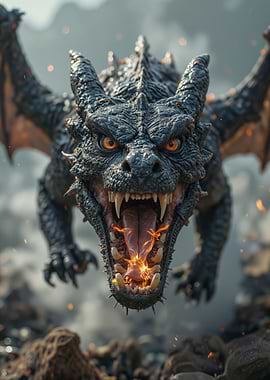 Fierce Dragon Breathing Fire