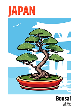 Japan Bonsai Tree Illustration