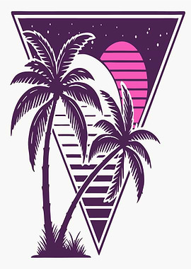 Retro Sunset Palm Trees