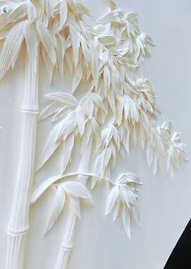White Bamboo Relief Art