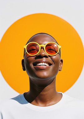 Woman in yellow sunglasses smiling