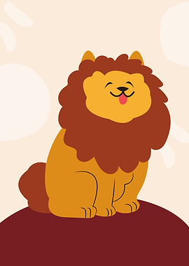 Cute Cartoon Lion Sitting