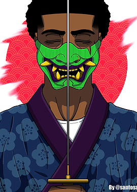 Samurai Masked Man with Katana