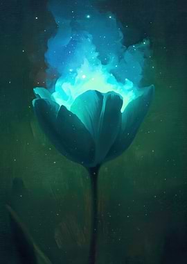 Glowing Blue Tulip